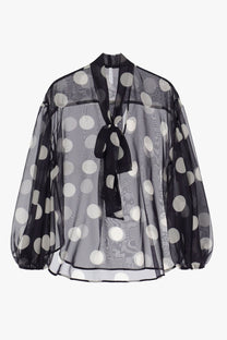 Sheer black polka dots blouse