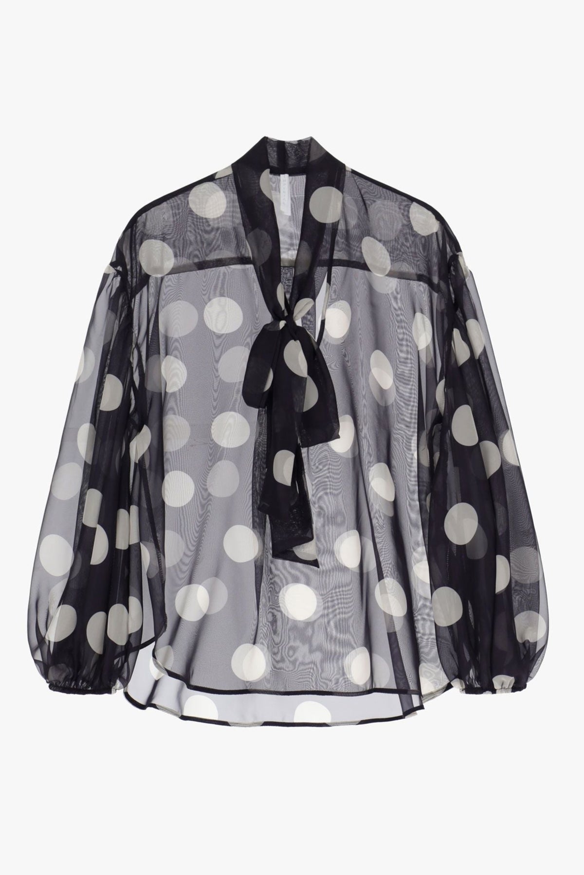 Sheer black polka dots blouse