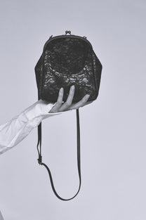 Yohji Yamamoto Discord lace pochette evening bag clutch with clasp removable adjustable strap