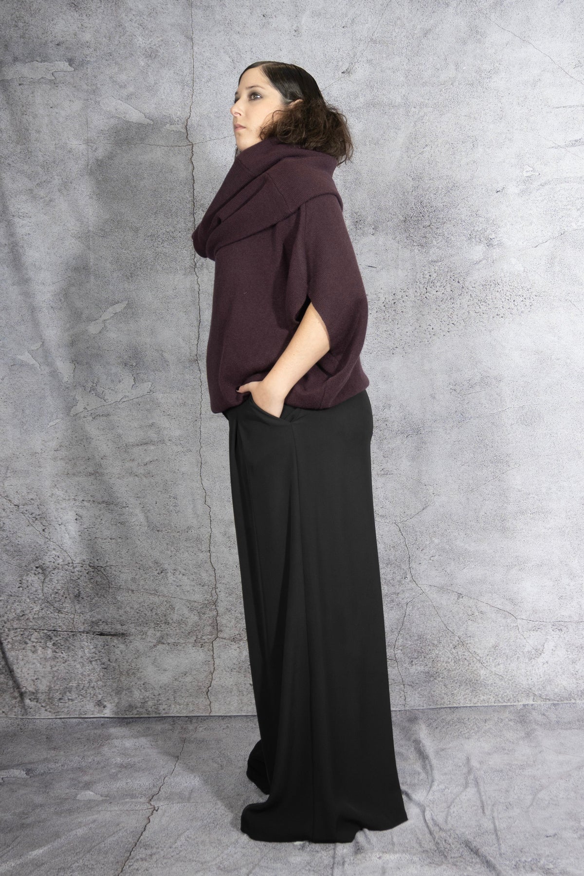 ANARKH - cashmere - sweater - dress - cowl neck - merlot