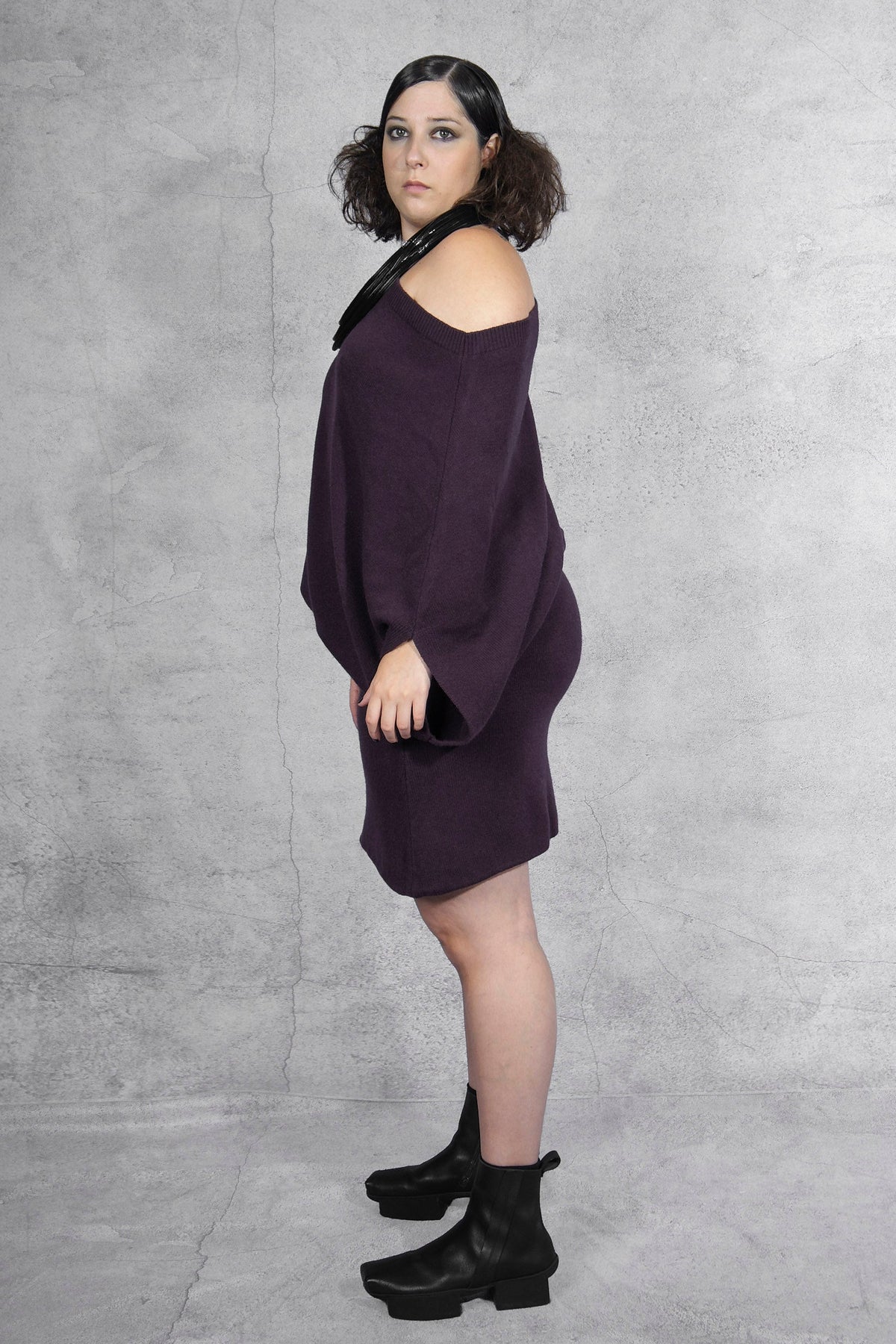 ANARKH - cashmere - sweater - dress - cowl neck - merlot