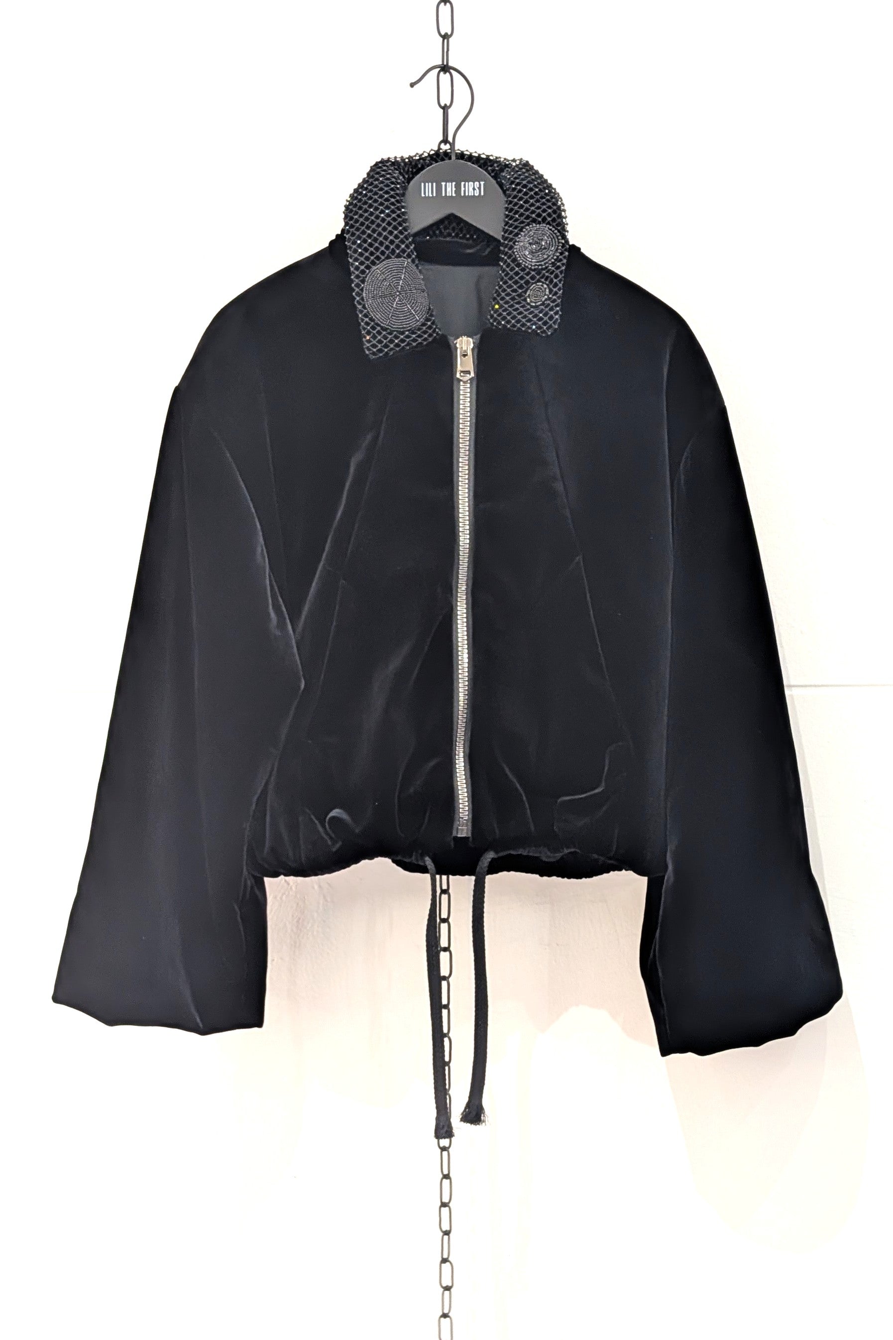 Amelia Black Velvet Bomber Jacket