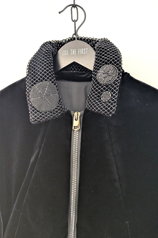 Amelia Black Velvet Bomber Jacket