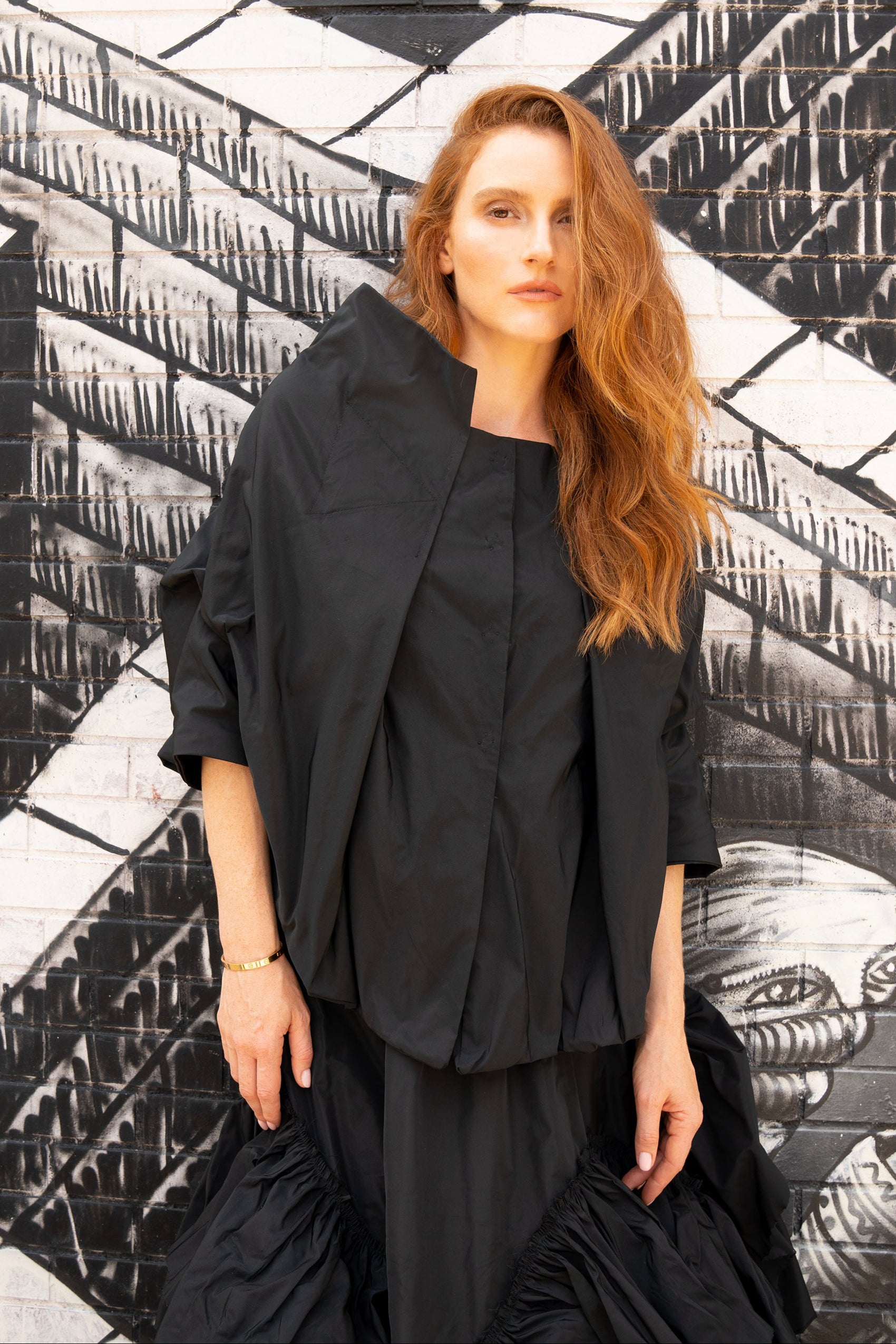Statement architectural shirt, a piece of art to wear for a  black tie event or with jeans.  