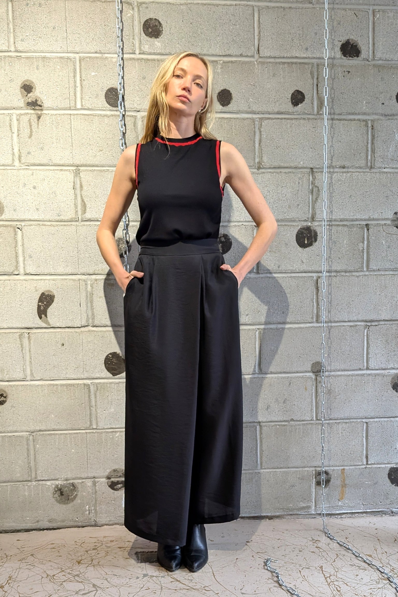 Asparagus - Pants - Trousers - flap - wide leg - black