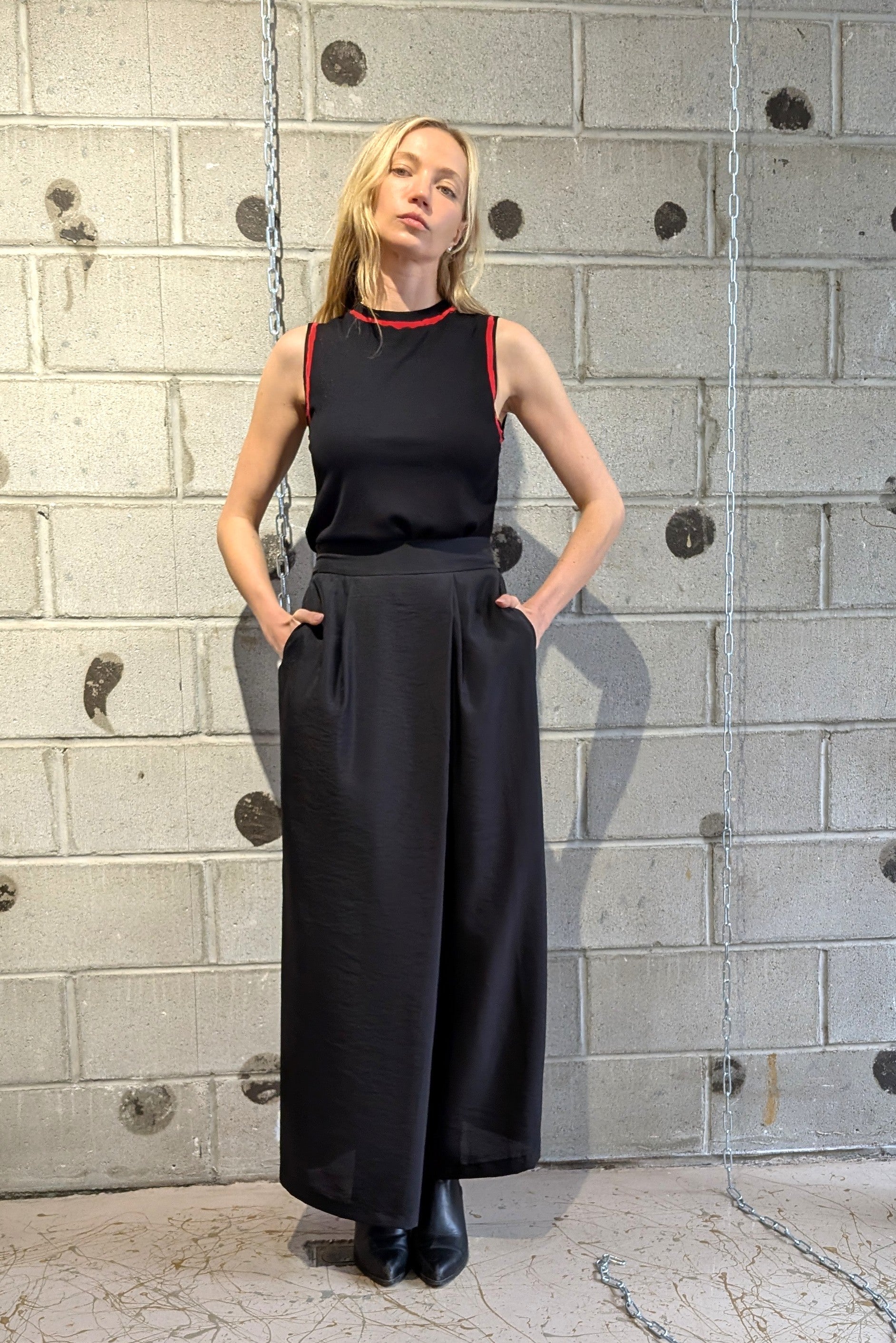 Asparagus - Pants - Trousers - flap - wide leg - black