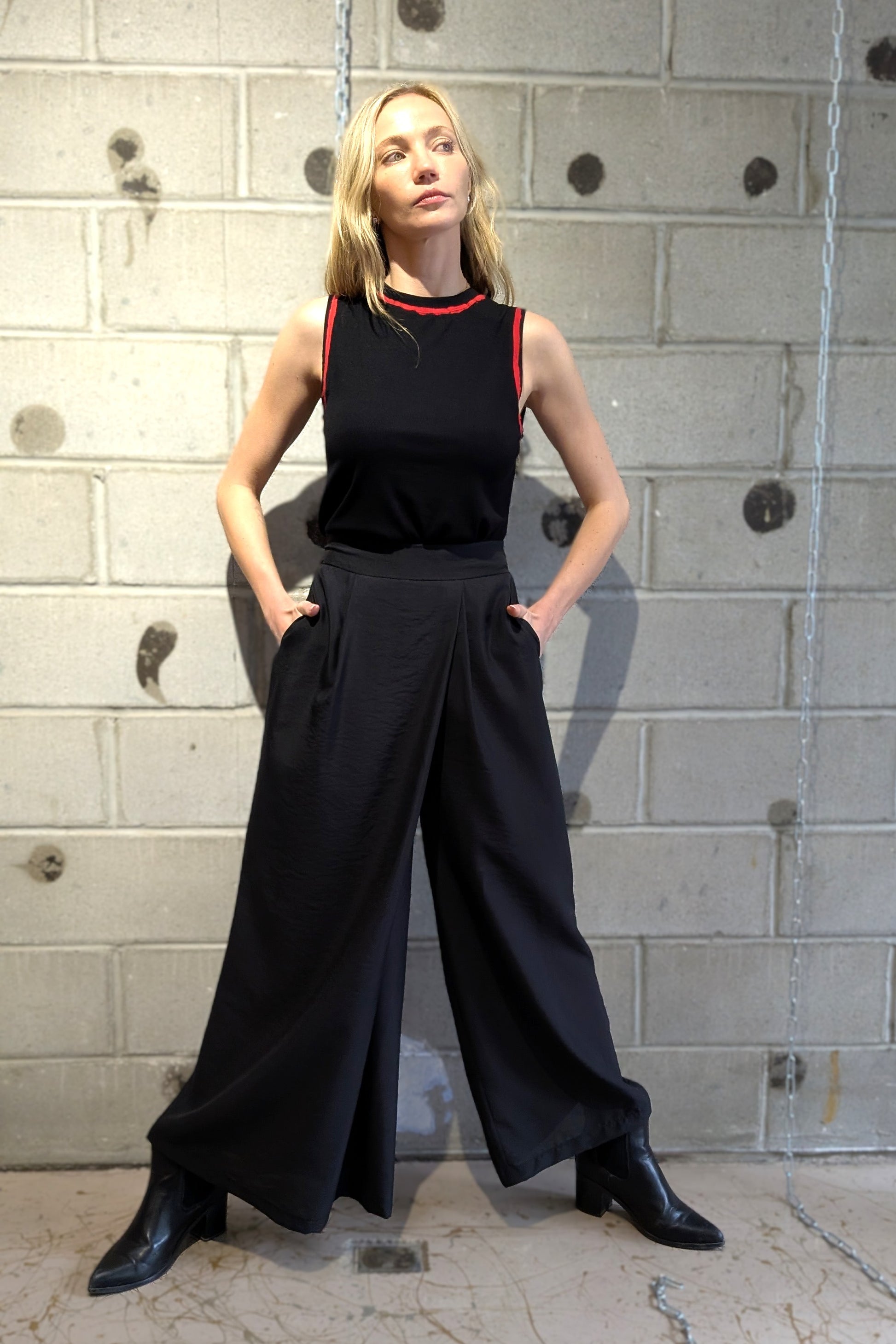 Asparagus - Pants - Trousers - flap - wide leg - black