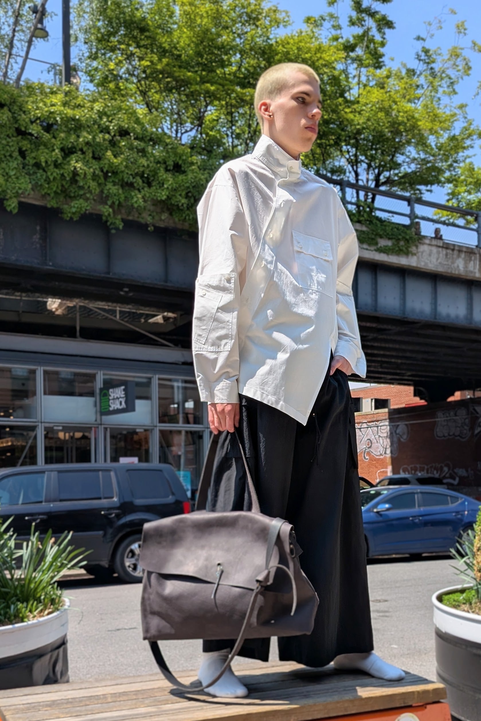 Asparagus Korea - shirt blouse - oversized- button-down -white