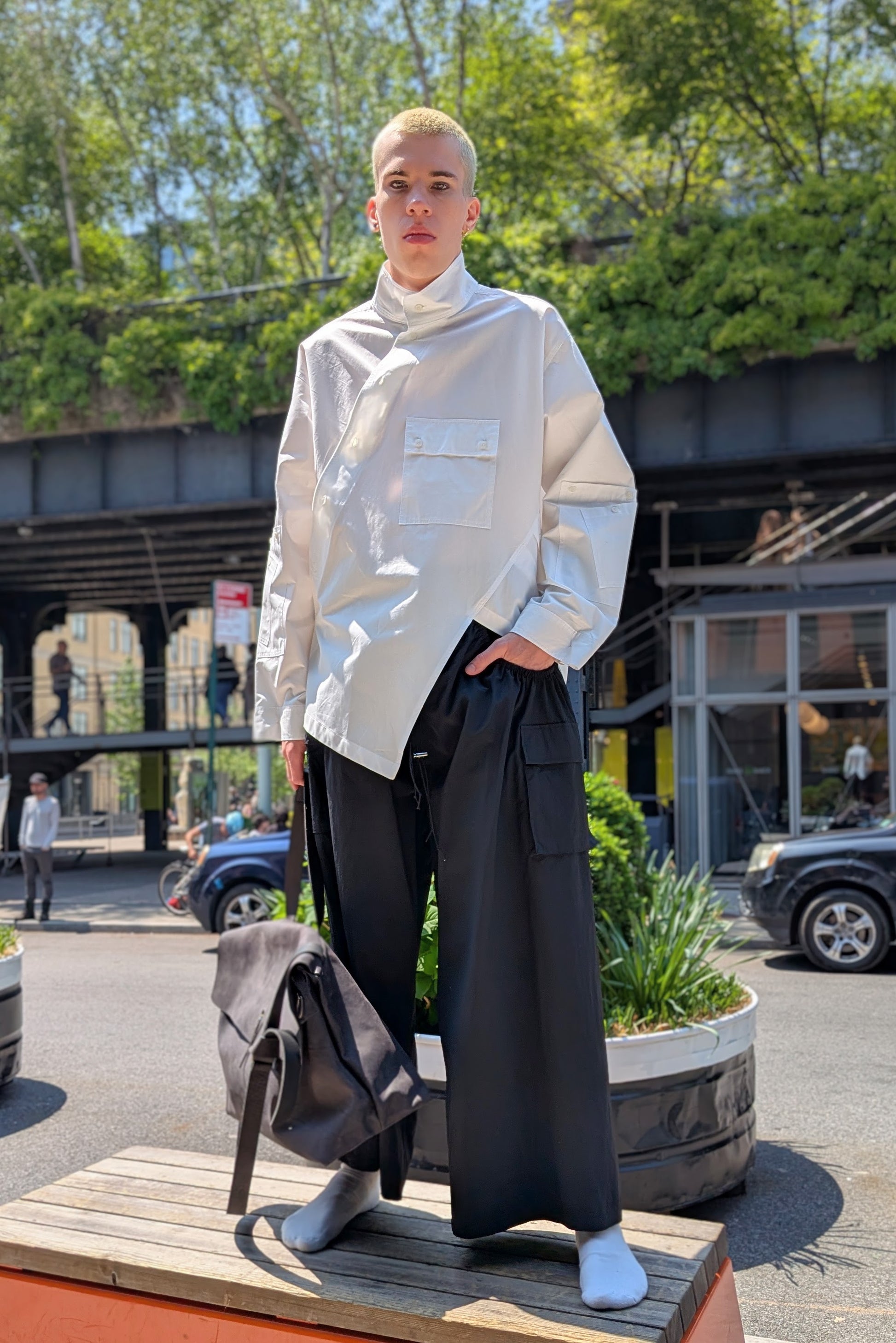 Asparagus Korea - shirt blouse - oversized- button-down -white
