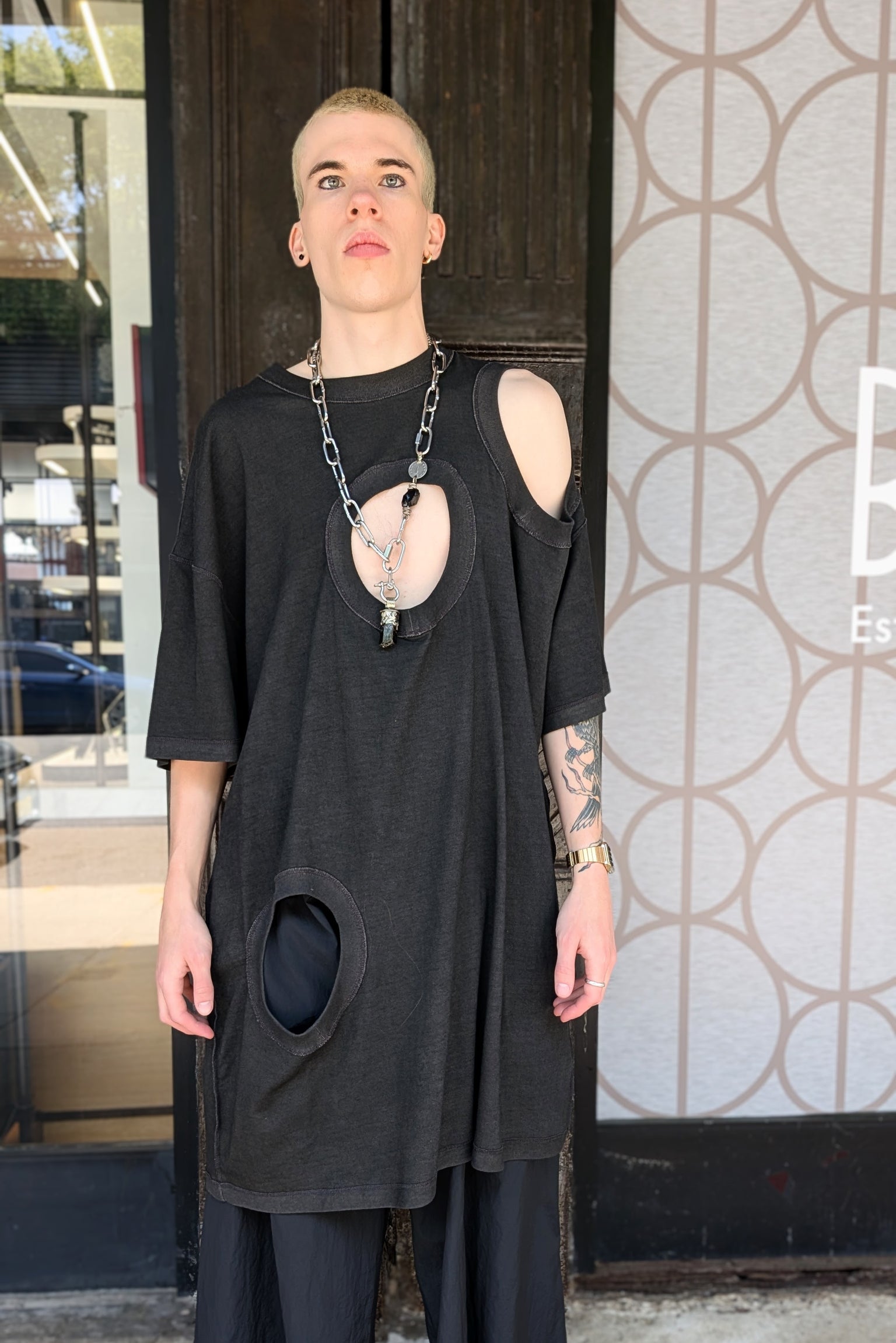 Asparagus Korea holes tunic shirt cotton