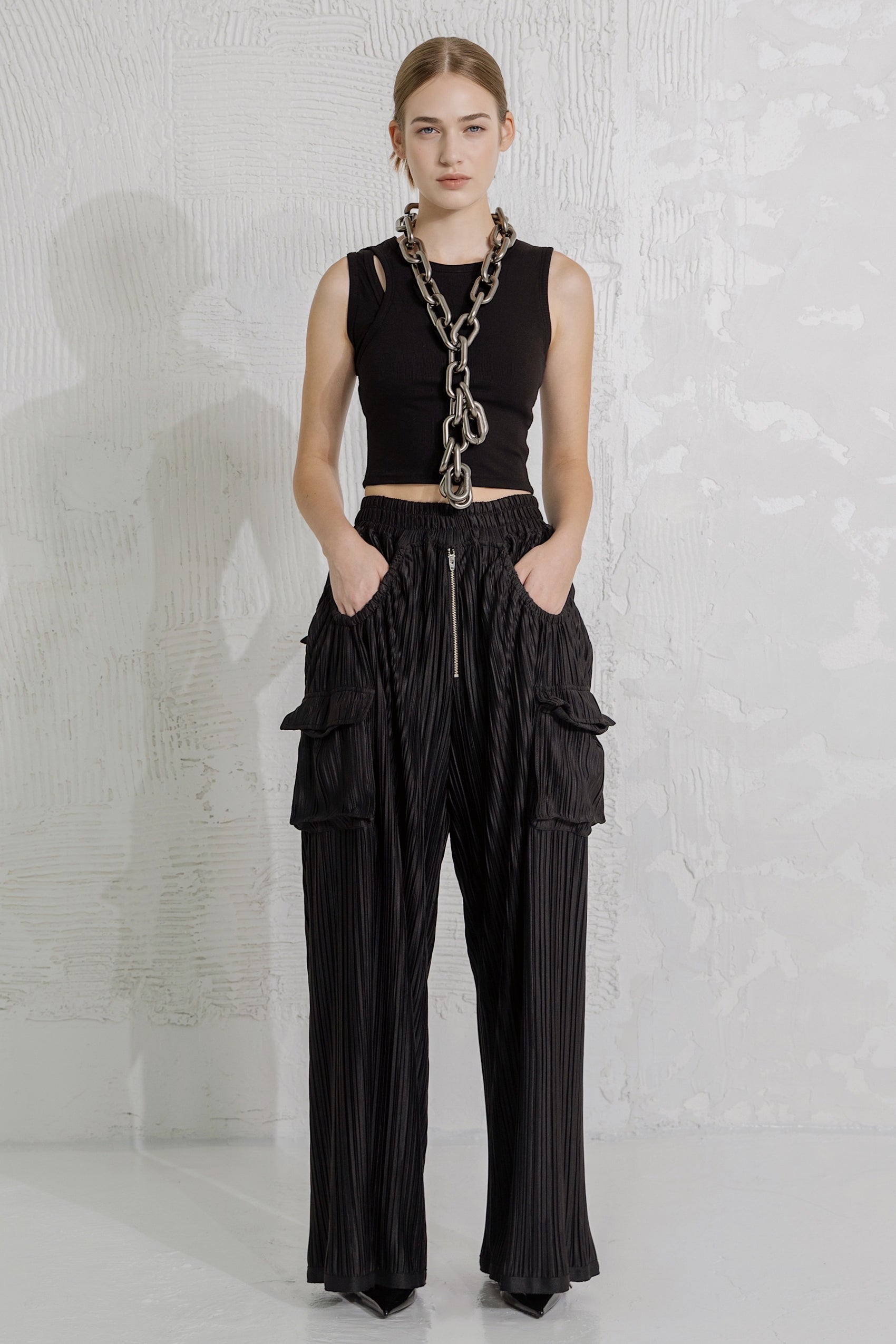 Asparagus Songdo wide leg black Pleated Pants - LiLi The First boutique NYC