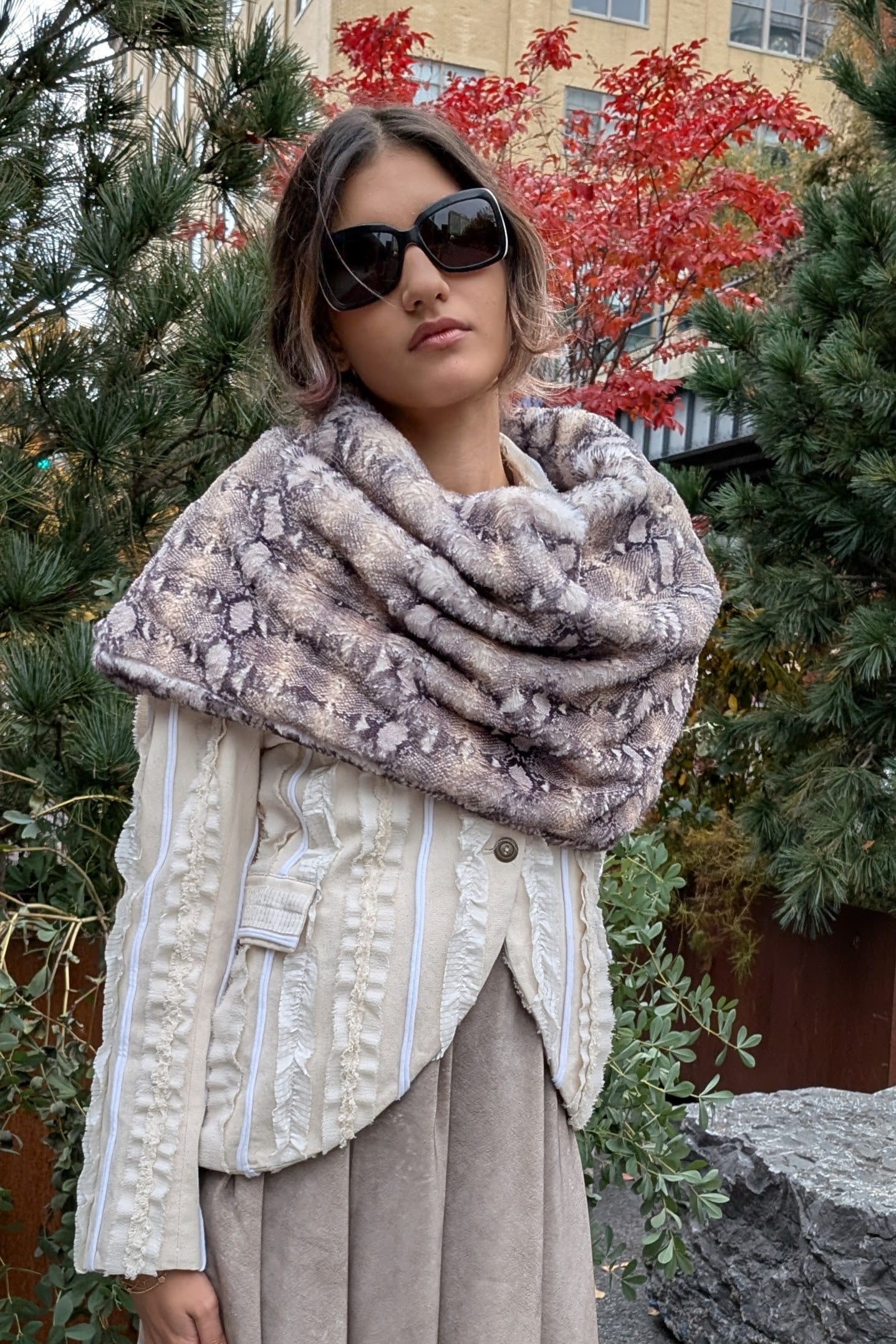 Barbara Bologna Patterned Faux Fur Capelet - Lili the First Boutique NYC