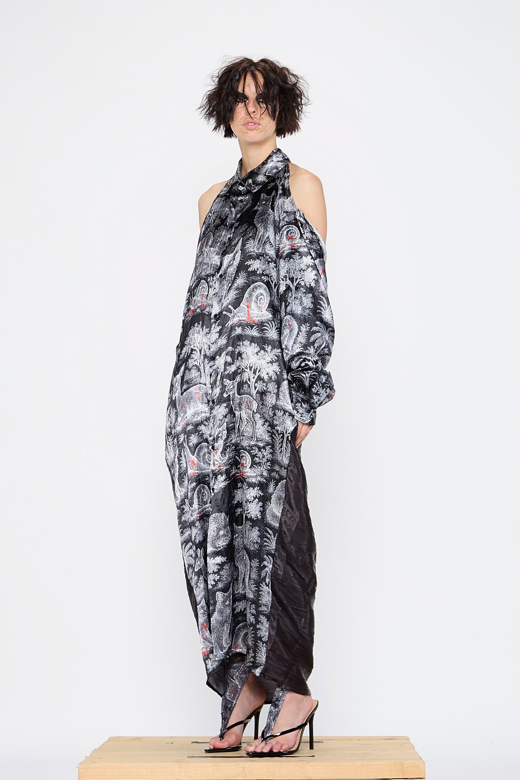 Barbara Bologna - Dress - Halter neck, maxi, optional sleeves, animal print