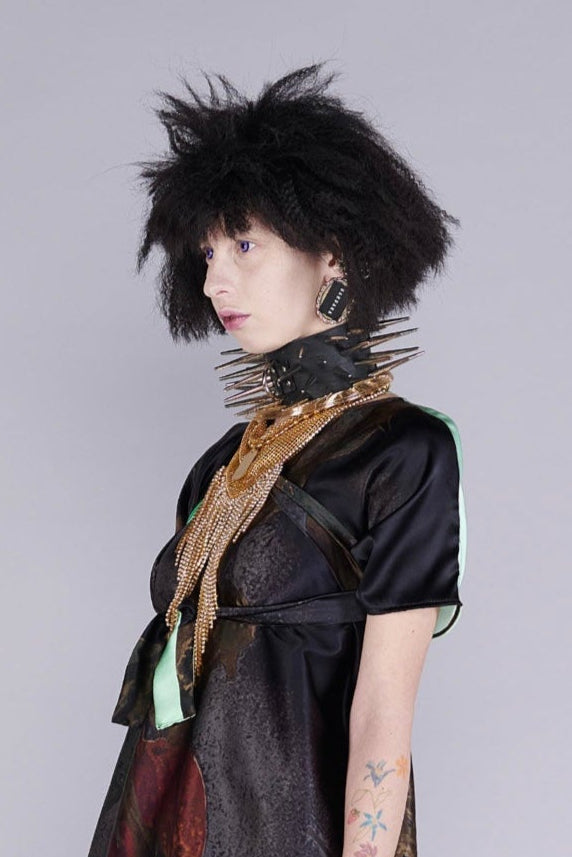 Barbara Bologna Leather Chocker with long spikes studs