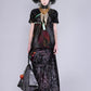 Barbara Bologna crushed velvet skirt or dress, black purple print, available at the boutiques in New-York or Washington DC, LiLi the First