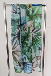 CHARTREUSSE green forest jungle scarf. silk
