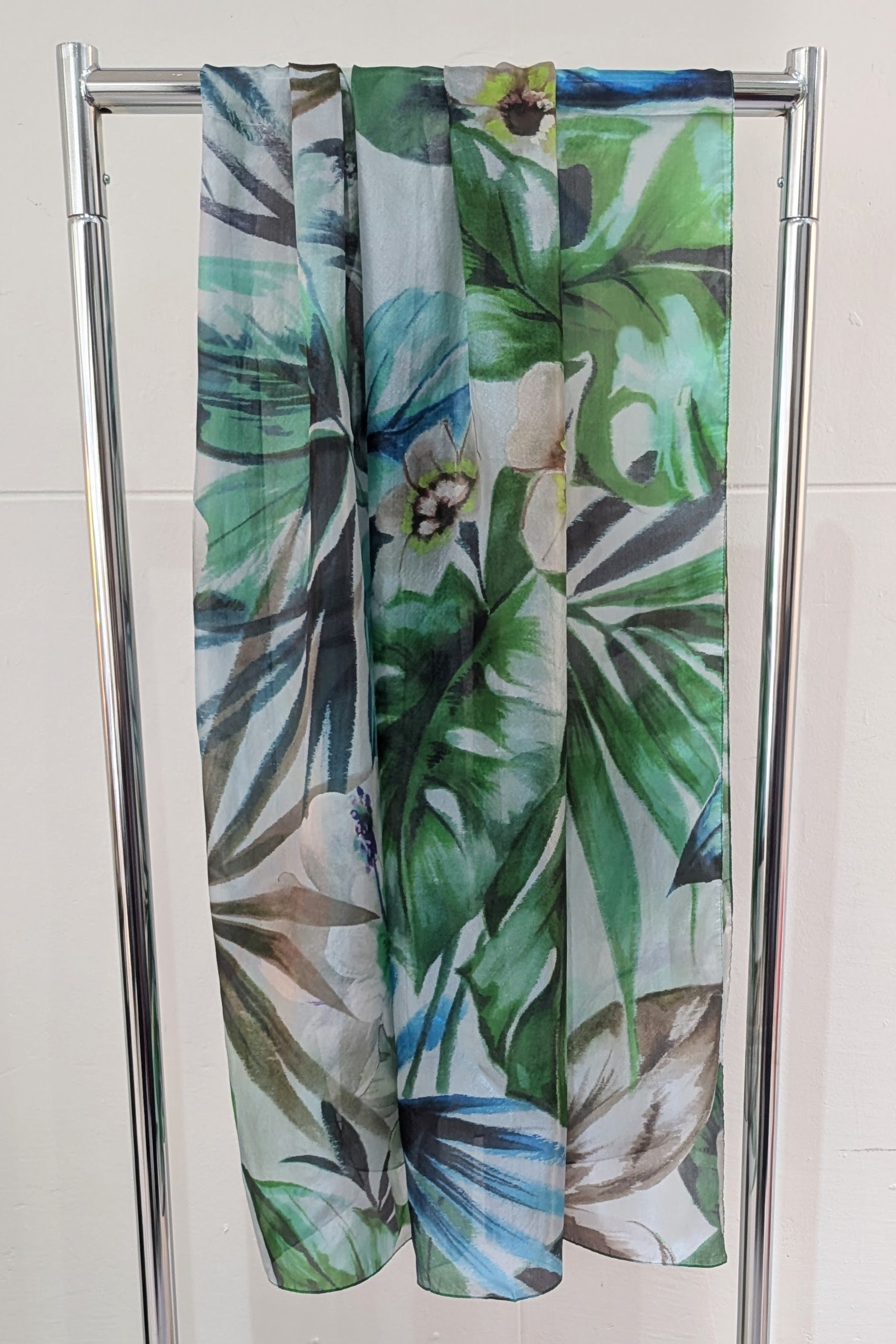 CHARTREUSSE green forest jungle scarf. silk