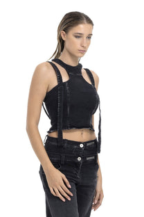 Chronos Corps - Bustier- Denim cropped top