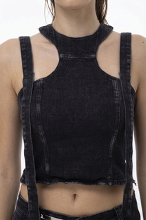 Chronos Corps - Bustier- Denim cropped top