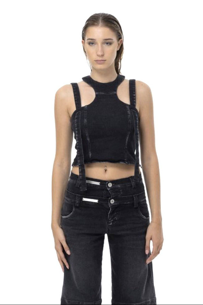 Chronos Corps - Bustier- Denim cropped top