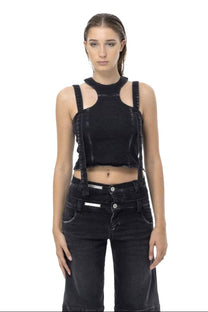 Chronos Corps - Bustier- Denim cropped top