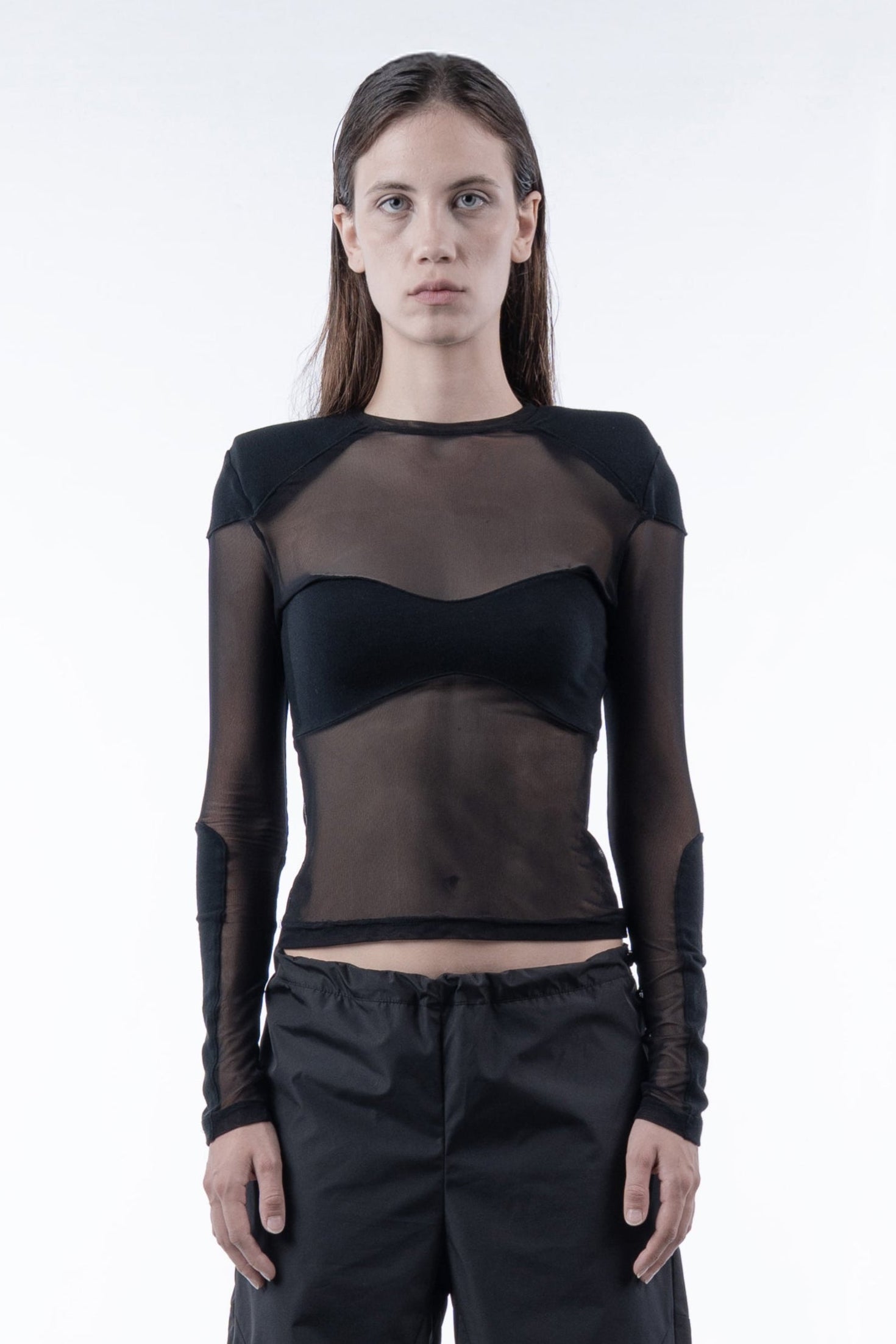 CHRONOS CROPS BRA MESH TOP Chronos Corps mesh top bra padded shoulders