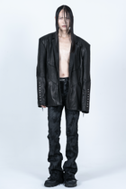 Chronos Corps oversized leather blazer, studs - black