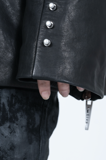Chronos Corps oversized leather blazer, studs - black