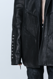 Chronos Corps oversized leather blazer, studs - black