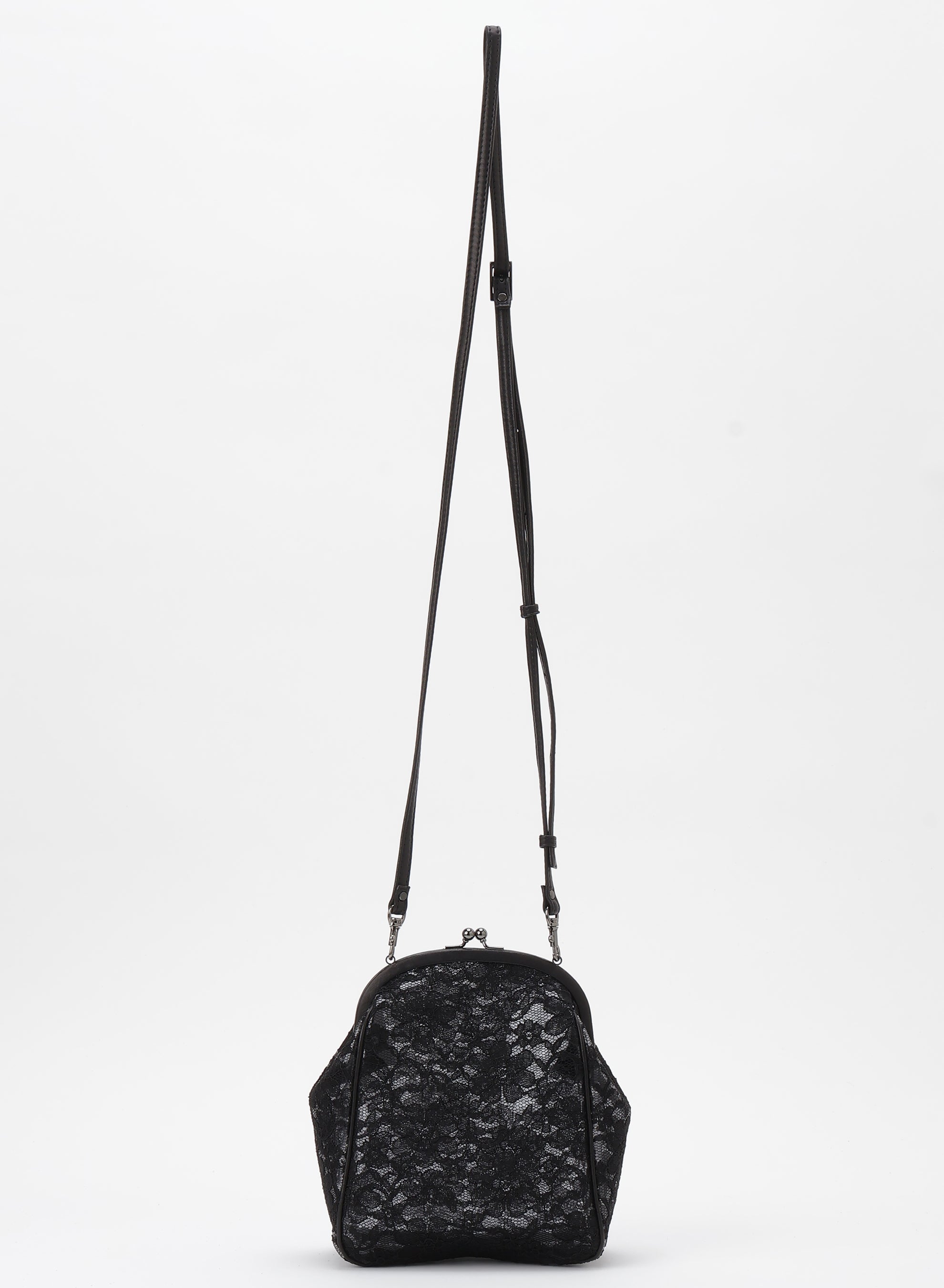 Yohji Yamamoto Discord lace pochette evening bag clutch with clasp removable adjustable strap