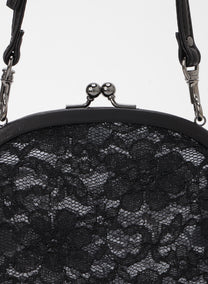 Yohji Yamamoto Discord lace pochette evening bag clutch with clasp removable adjustable strap