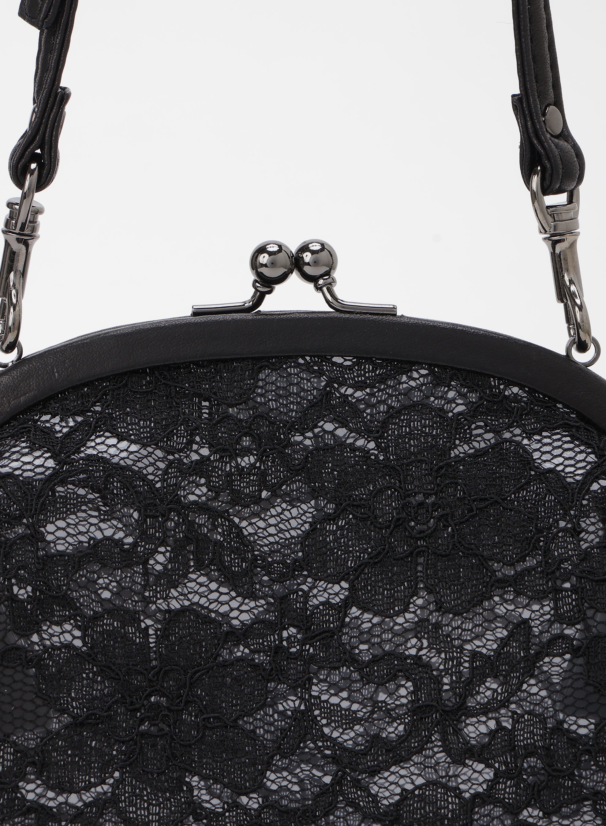 Yohji Yamamoto Discord lace pochette evening bag clutch with clasp removable adjustable strap