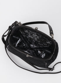Yohji Yamamoto Discord lace pochette evening bag clutch with clasp removable adjustable strap