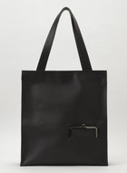 Yohji Yamamoto Discord shopping bag outside clasp detail black leather