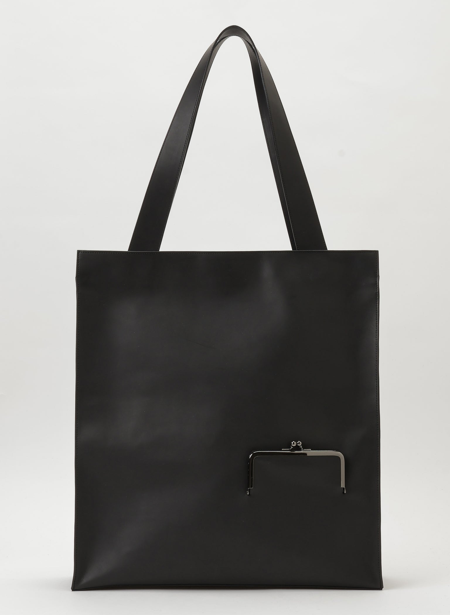 Yohji Yamamoto Discord shopping bag outside clasp detail black leather