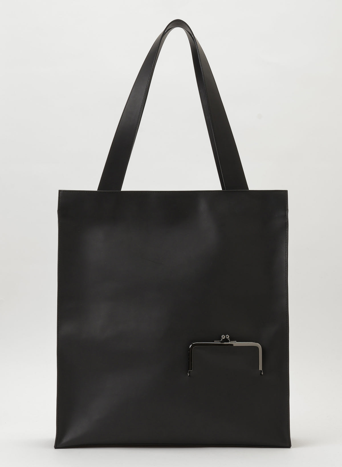 Yohji Yamamoto Discord shopping bag outside clasp detail black leather