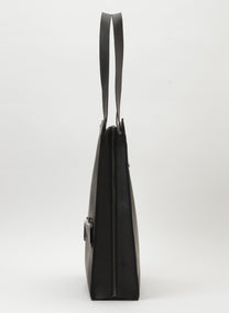Yohji Yamamoto Discord shopping bag outside clasp detail black leather