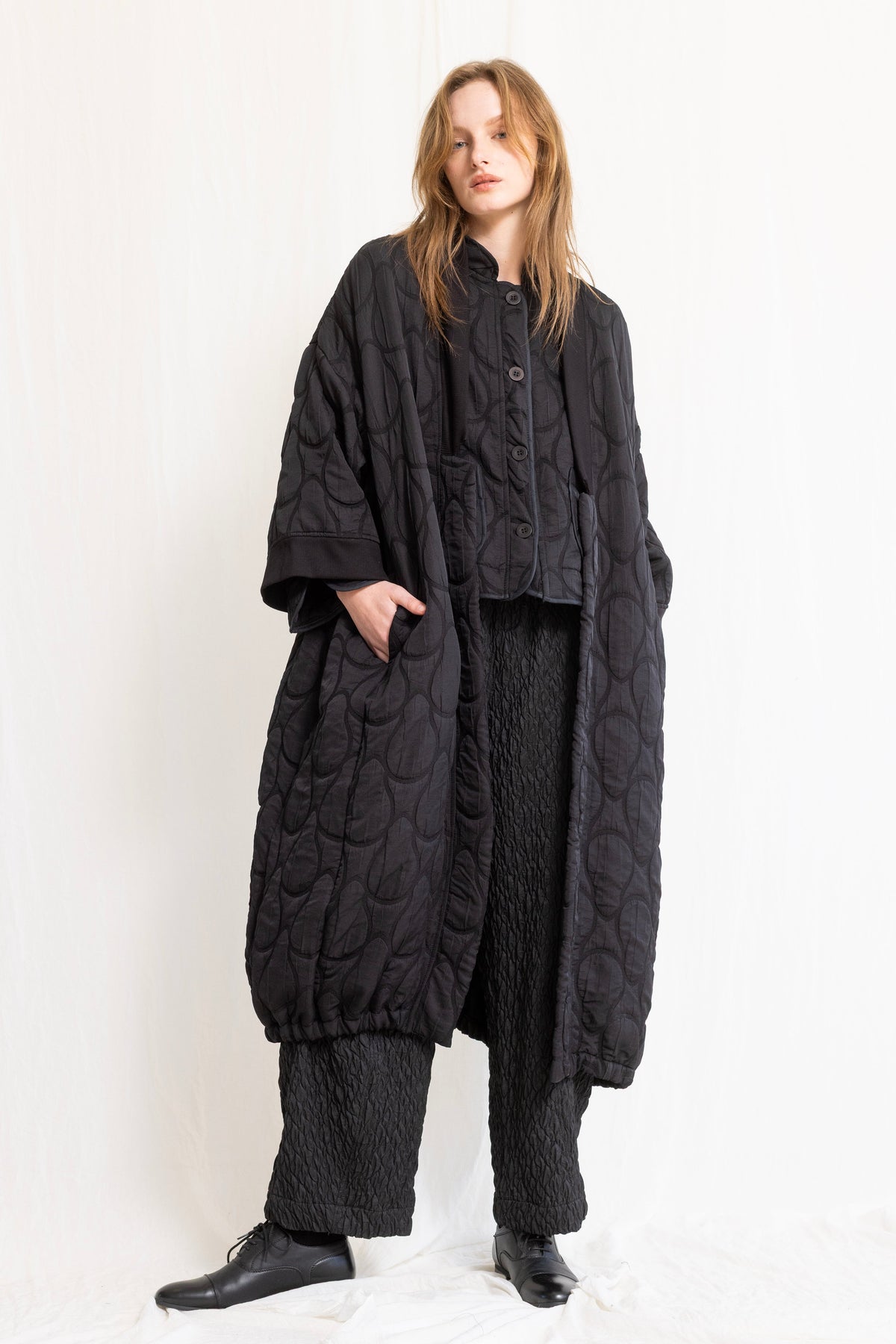 Gershon Bram - Coat Duster Kimono - Quilted - Black