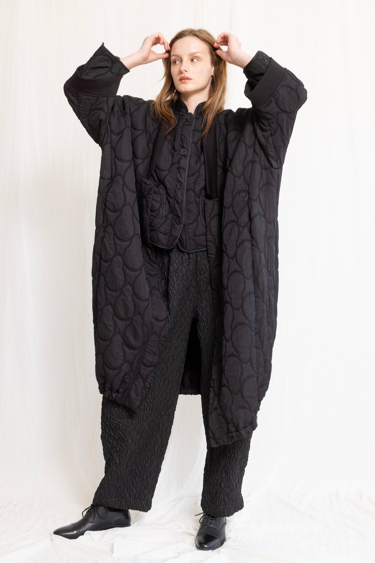 Gershon Bram - Coat Duster Kimono - Quilted - Black
