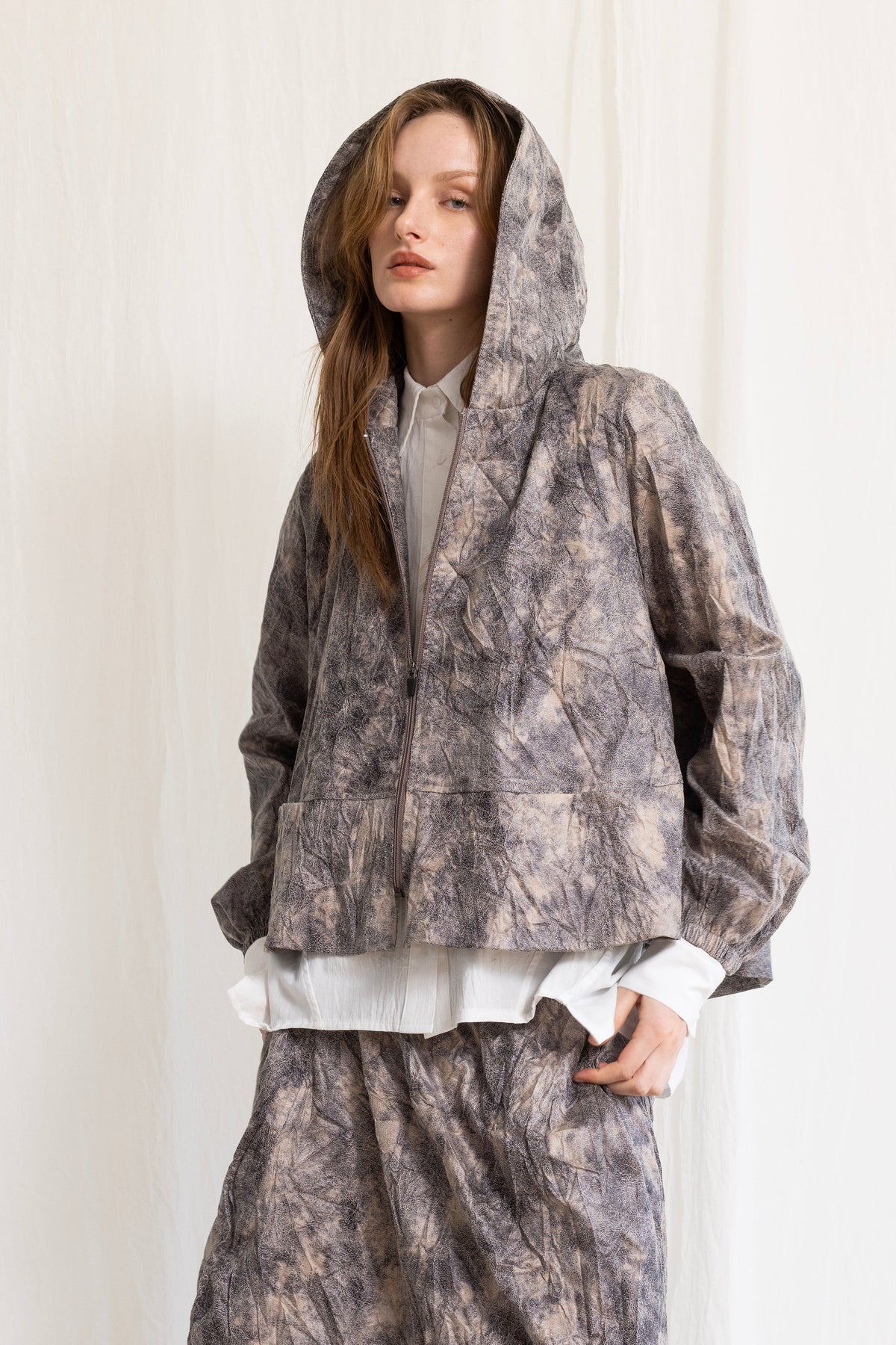 Gershon Bram - Jacket - Hood - Abstract - Crinkle
