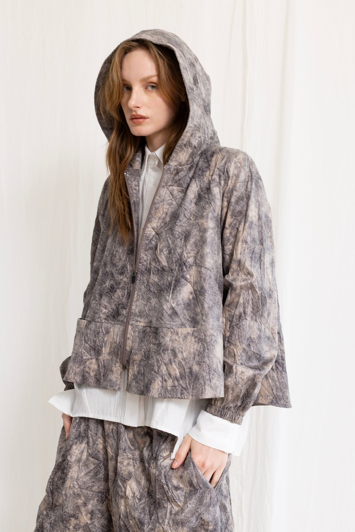 Gershon Bram - Jacket - Hood - Abstract - Crinkle