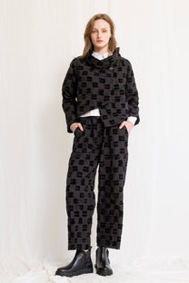 Gershon Bram - Pants - Elastic waist - Wrinkled texture - Black