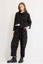 Gershon Bram - Pants - Elastic waist - Wrinkled texture - Black