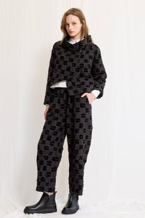 Gershon Bram - Pants - Elastic waist - Wrinkled texture - Black