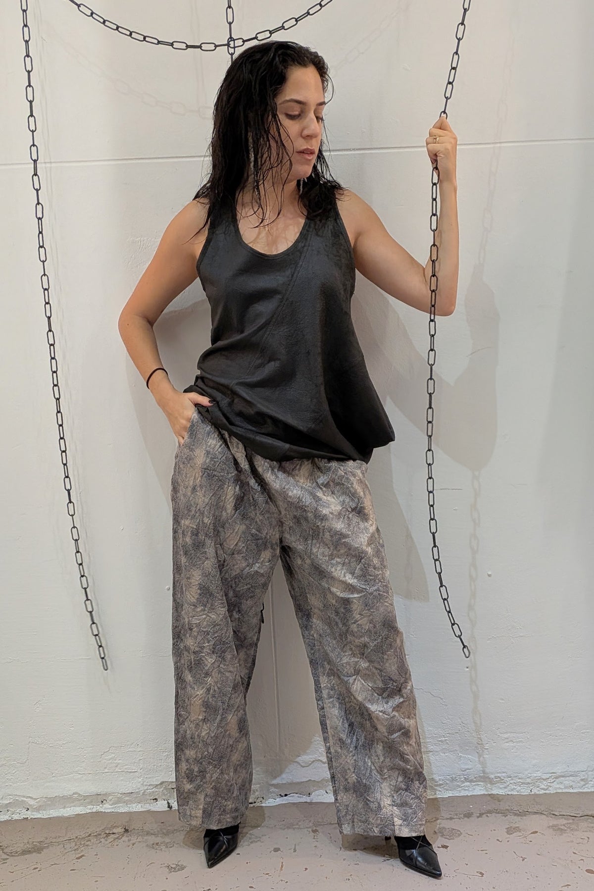 Gershon Bram - pants - elastic waist - wrinkle