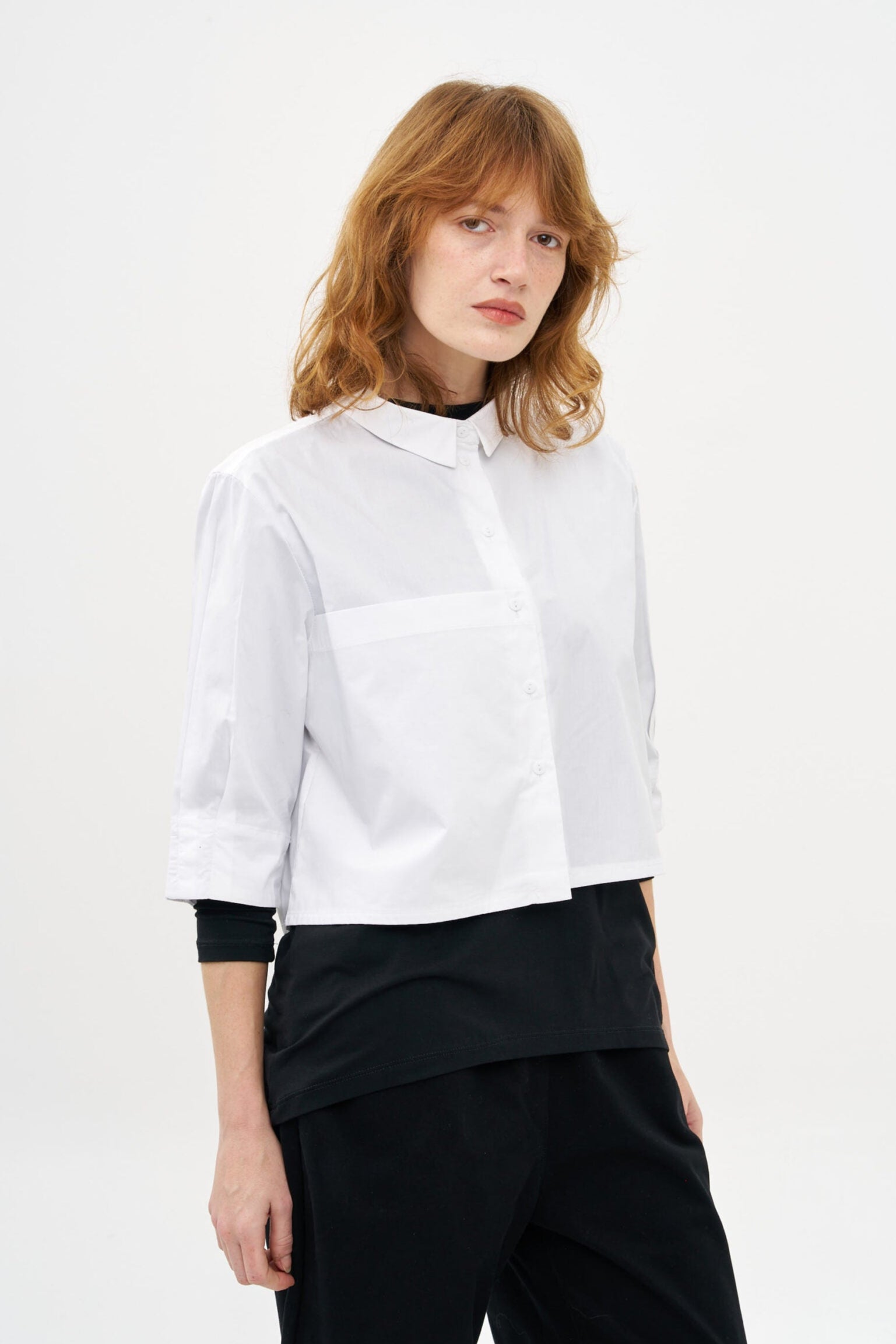 Gershon Bram Bull Shirt - cropped white cotton blouse , at LiLi The First boutique
