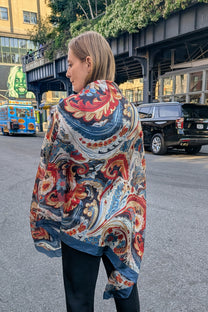 Italian Paisley Silk Scarf Multi-color Blue