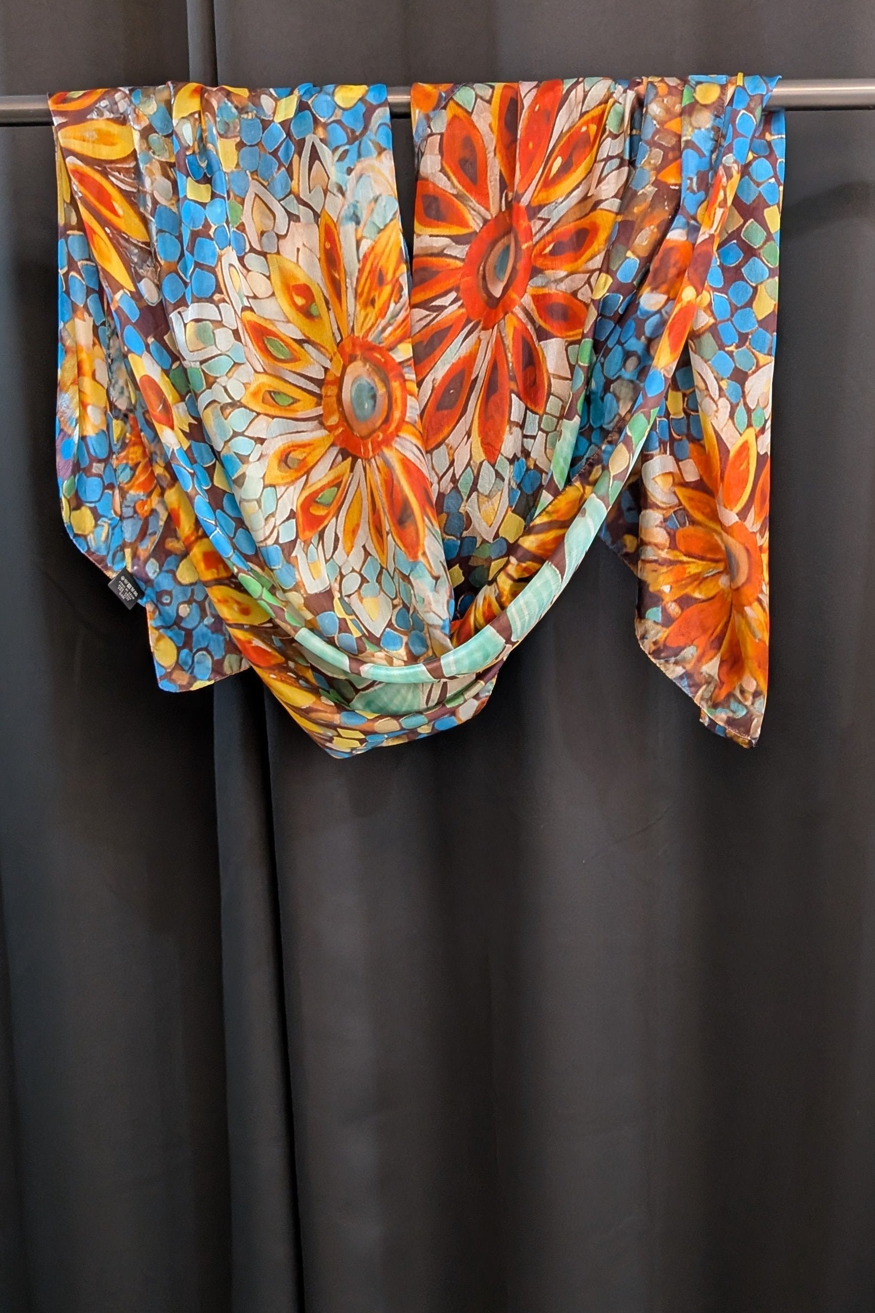 Italian Silk Flowers collage Scarf