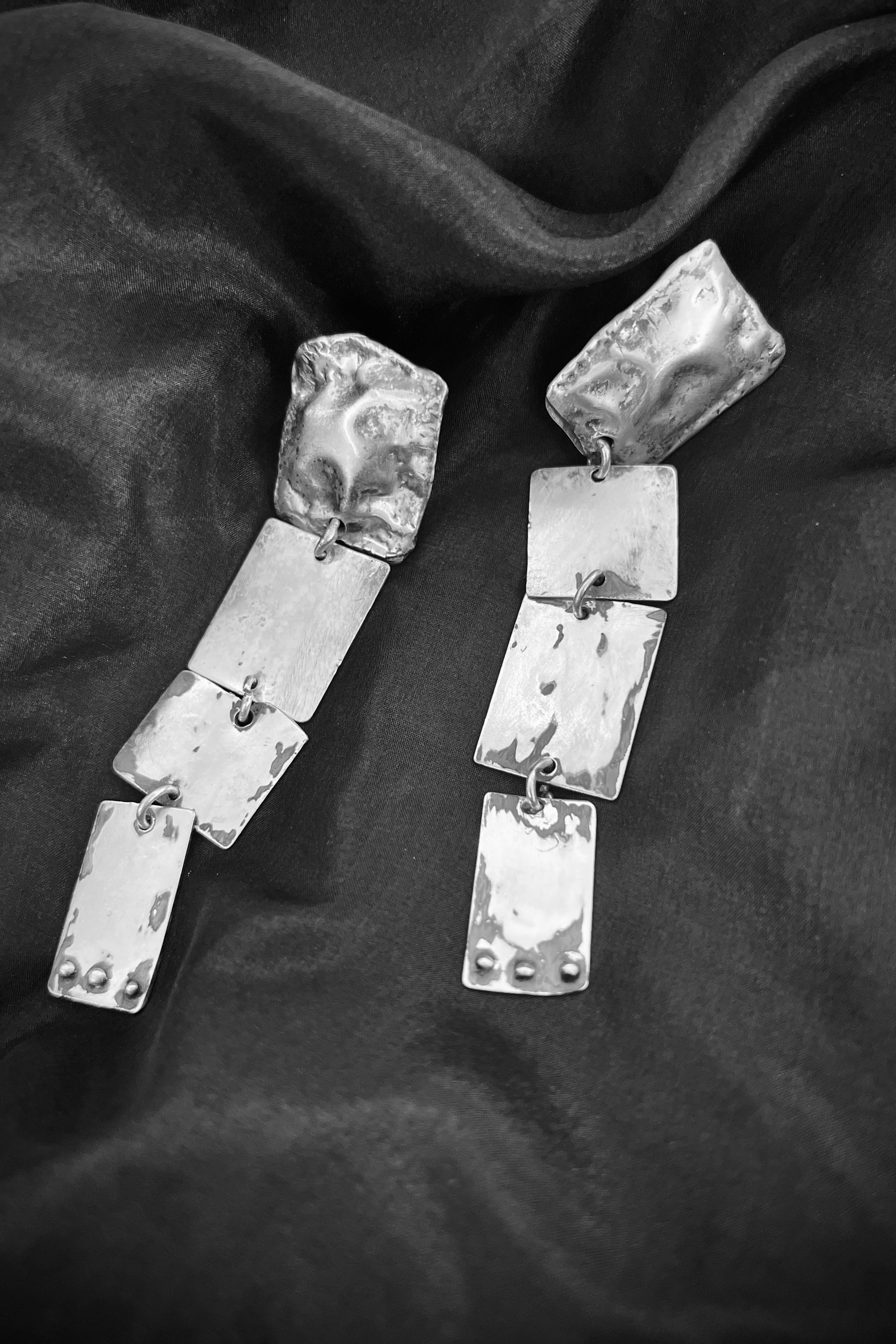 Jill Herlands earrings - long sterling silver rectangle