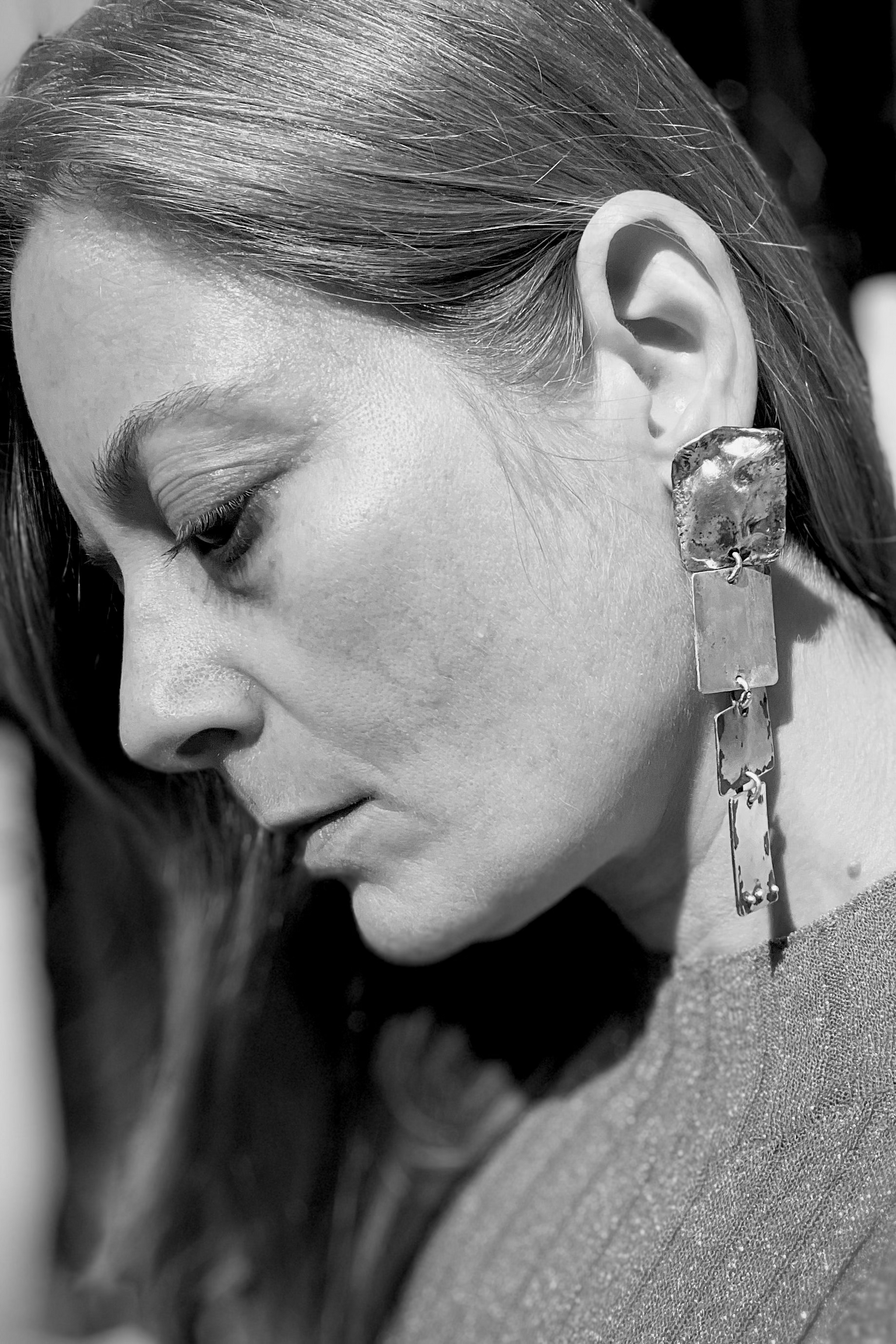 Jill Herlands earrings - long sterling silver rectangle